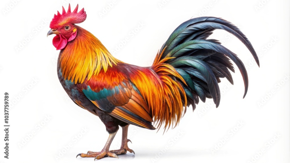 Gamecock rooster isolated on white background, rooster, gamecock, isolated, white background, bird, feather, colorful Gamecock rooster isolated on white background, rooster, gamecock, isolated, white background, bird, feather, colorful