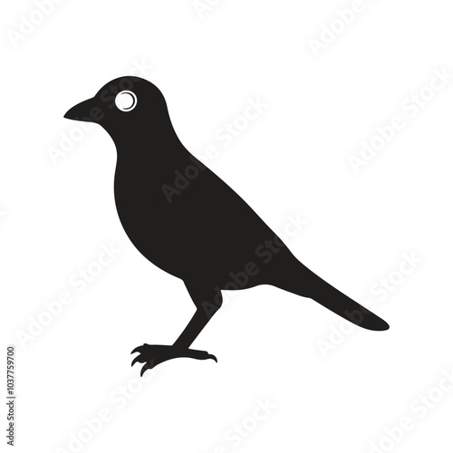 Skylark bird silhouette vector style with white background.