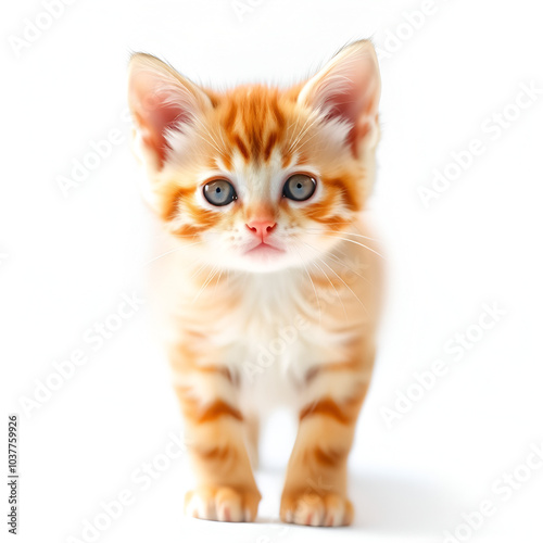 Kitten on white background.