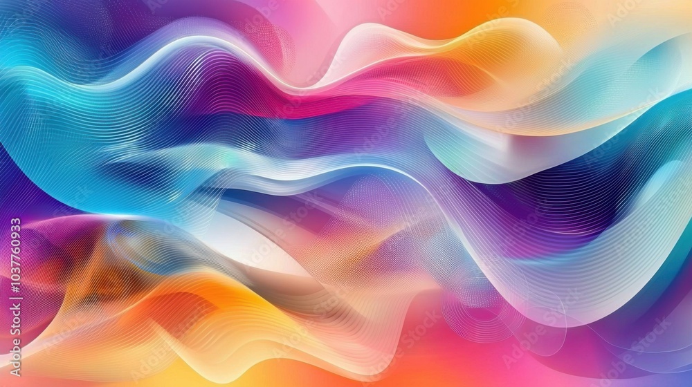 Fototapeta premium Abstract Vibrance: Waves and Circles in Colorful Harmony