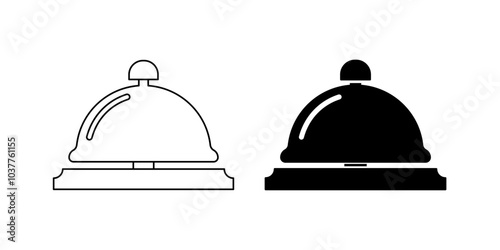 hotel bell icon set isolated on white background