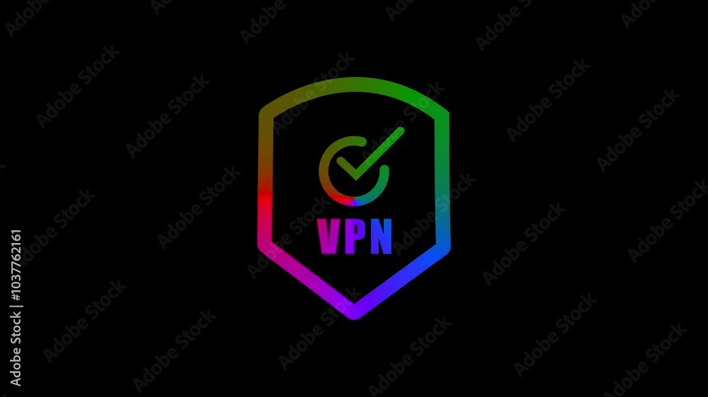 Animated VPN symbol with Shield Icon. Animated VPN symbol with Shield Icon. Animated VPN symbol with Shield Icon. Animated VPN symbol with Shield Icon.