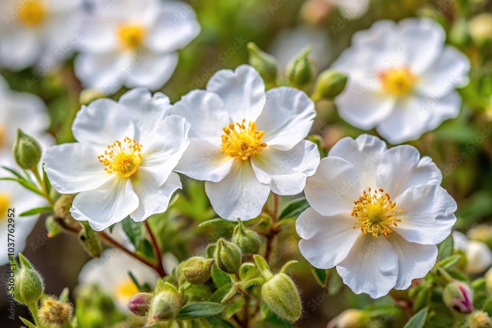 Macro picture of white rock rose flowers blooming Macro picture of white rock rose flowers blooming