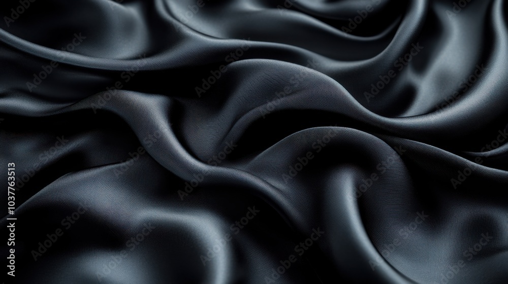 Fototapeta premium Smooth, flowing black fabric creating a luxurious texture.