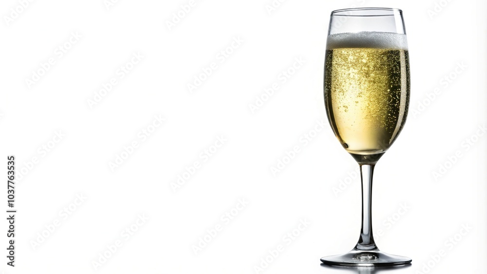 Macro shot of a glass of champagne isolated on white background Macro shot of a glass of champagne isolated on white background
