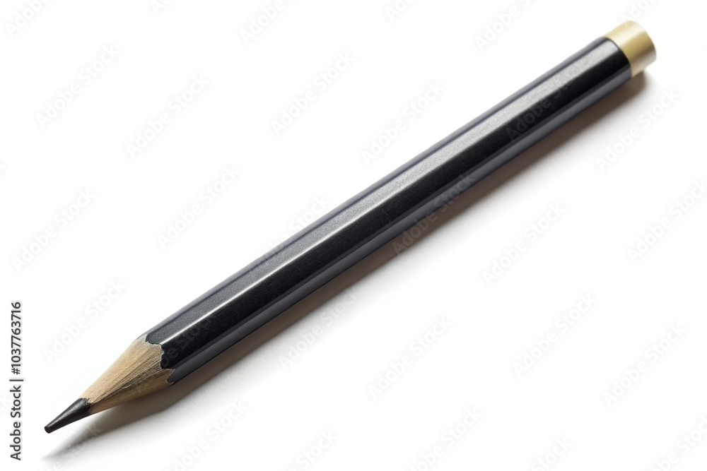 Macro shot of a sharp black graphite pencil on white background Macro shot of a sharp black graphite pencil on white background