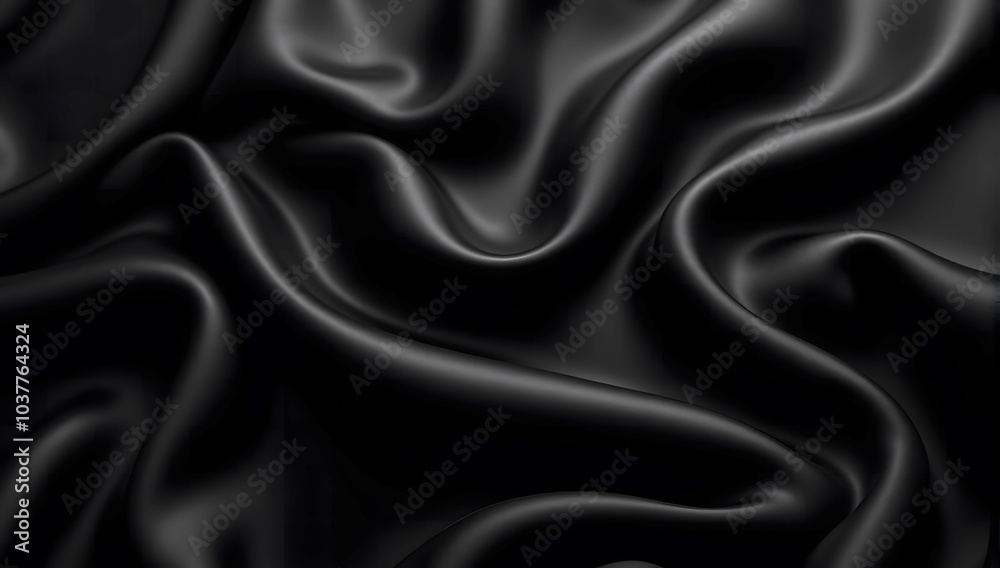 Fototapeta premium Dark fabric texture, smooth black satin Black luxury fabric background with copy space for black friday.