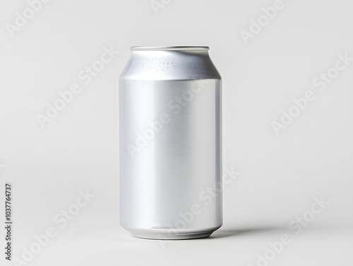 1白色アルミ缶の無地のモックアップ/Mock-up of plain white aluminium can Gererated AI
