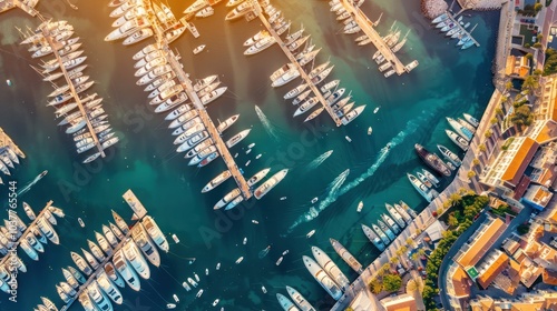 Aerial View of a Marina with Yachts
