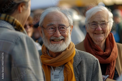 Senior man with gray hair and glasses looking at the camera and smiling.