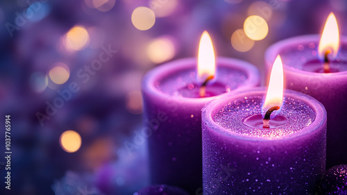 Advent candles glowing softly during Christmas preparations in a cozy setting