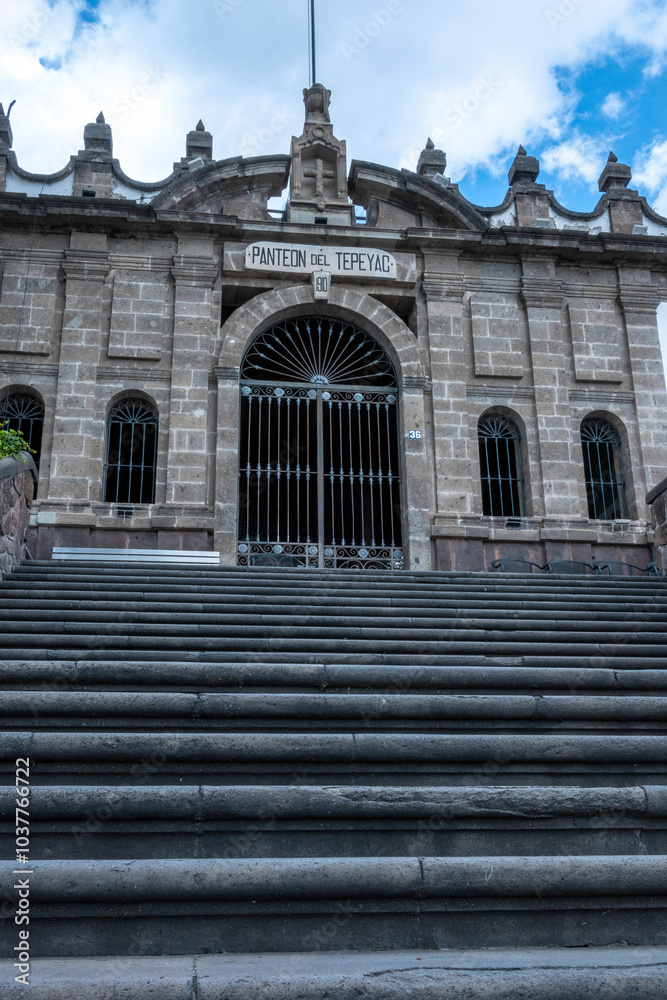 Stone stairs leading to cemetery entrance in Basilica de Guadalupe in mexico city Stone stairs leading to cemetery entrance in Basilica de Guadalupe in mexico city