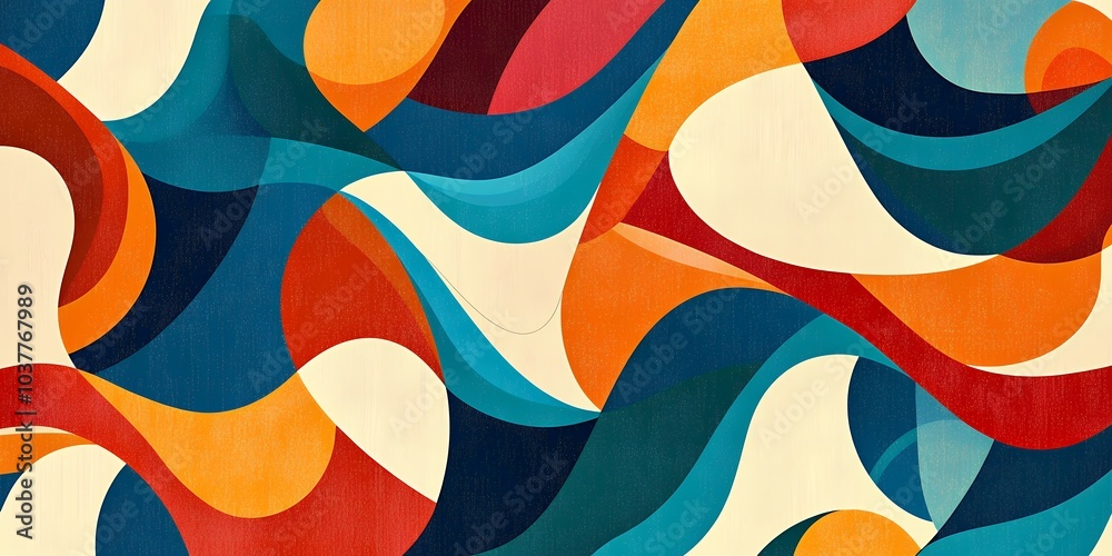 Abstract art with swirling patterns in shades of blue, orange, red, and yellow. Abstract art with swirling patterns in shades of blue, orange, red, and yellow.