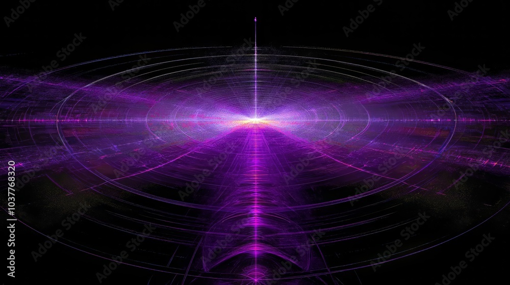 A depiction of ultraviolet energy as purple light emanating on a black background A depiction of ultraviolet energy as purple light emanating on a black background