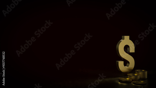 Wallpaper Mural The gold dollar symbol and coins on black background 3d rendering. Torontodigital.ca