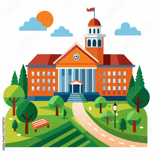 college building on a white background