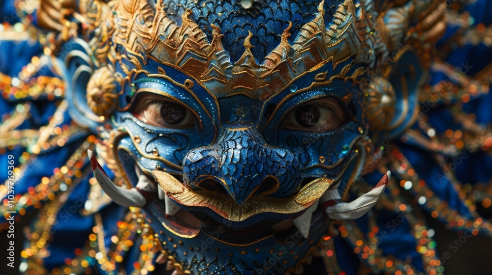 Naklejka premium Intricately Designed Thai Ceremonial Mask