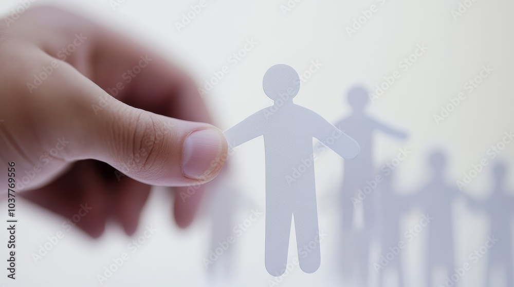 A hand holding a cut-out figure, symbolizing connection, community, and collaboration in a creative workspace or teamwork setting. A hand holding a cut-out figure, symbolizing connection, community, and collaboration in a creative workspace or teamwork setting.
