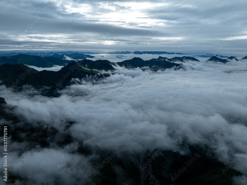 Aerial view of beautiful high altitude grassland mountain landscape Aerial view of beautiful high altitude grassland mountain landscape