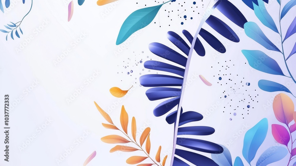 Fototapeta premium Beautiful floral design featuring vibrant leaves in various colors against a soft background, perfect for nature-themed projects.