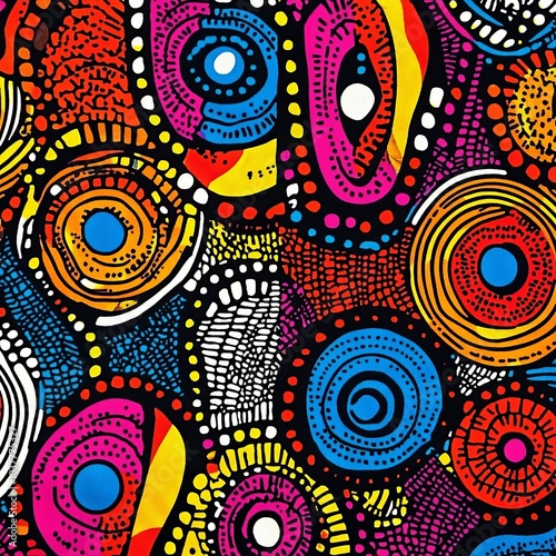 Ankara** Pattern - A brightly colored fabric pattern known for its unique and bold designs