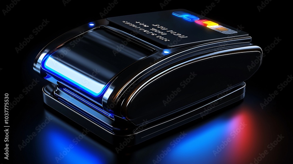 Modern Payment Terminal with Colorful LED Lights Modern Payment Terminal with Colorful LED Lights