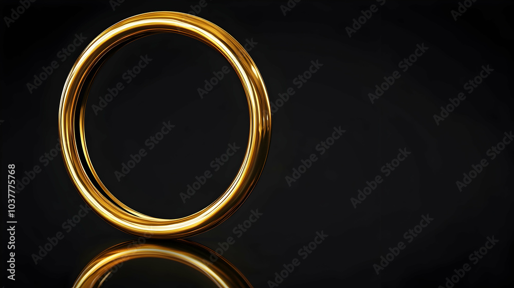 Shiny 3D Cartoon Gold Ring Frame on a Luxurious Black Background, Resembling a Prestigious Award with Reflections and Highlights - Shiny 3D Cartoon Gold Ring Frame on a Luxurious Black Background, Resembling a Prestigious Award with Reflections and Highlights -