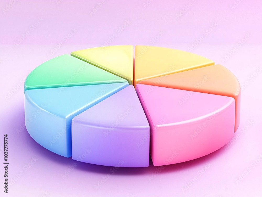 Colorful Pastel Pie Chart on Soft Background Colorful Pastel Pie Chart on Soft Background