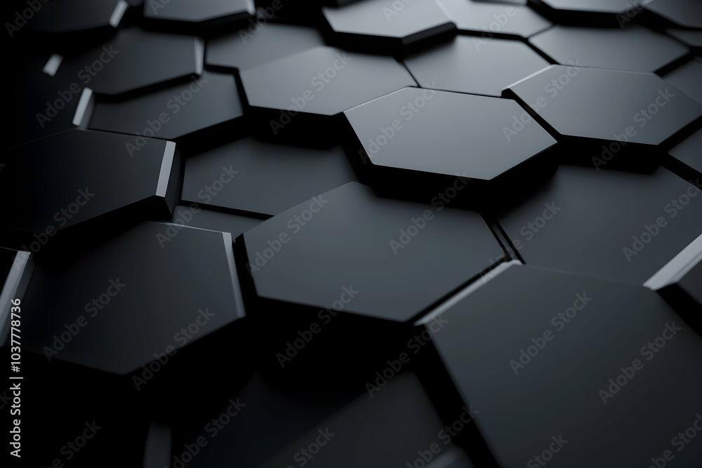 3d cartoon illustration of an abstract hexagon geometry, featuring simple six-angled shapes against a dark backdrop 3d cartoon illustration of an abstract hexagon geometry, featuring simple six-angled shapes against a dark backdrop