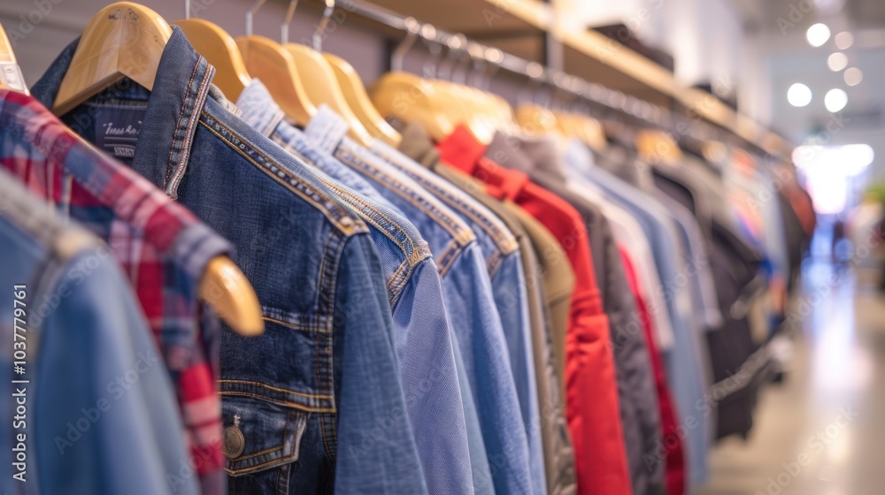 Obraz premium Row of Clothes Hanging on Racks in a Clothing Store