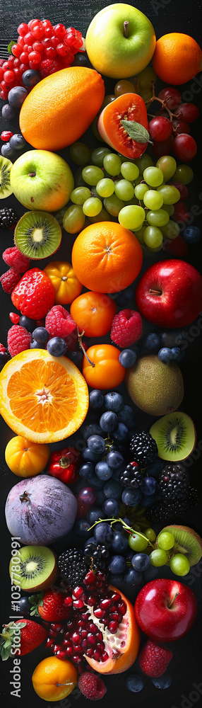 Fresh Fruit Assortment Green Grapes Oranges Apples Kiwi Pomegranate Berries Blackberries Fresh Fruit Assortment Green Grapes Oranges Apples Kiwi Pomegranate Berries Blackberries