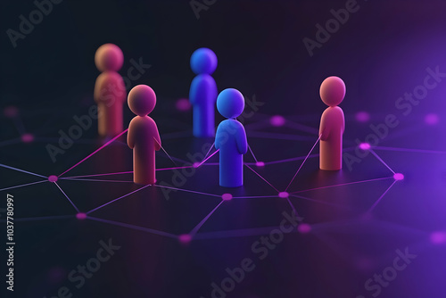 User connection icon on a dark background, representing business communications in 3D cartoon illustration   