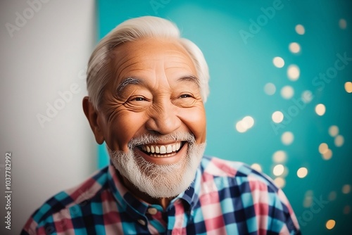 Colorful Character Celebrating Life with a Joyful Smile photo