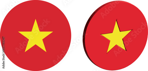 Flag of Vietnam. An illustration of the Vietnam round flag. A round flag. Flag icon.