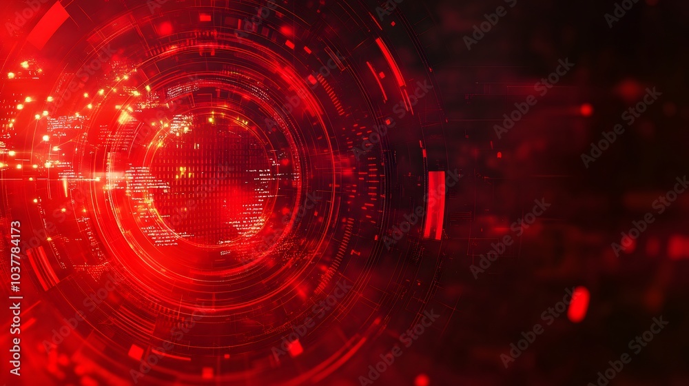 Obraz premium Red technology background and abstract digital tech circle.copy space.