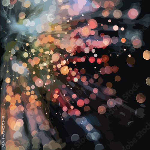 A composite image of fireworks being let off, Bokeh effect, Guy Fawkes Night, Christmas, New year 