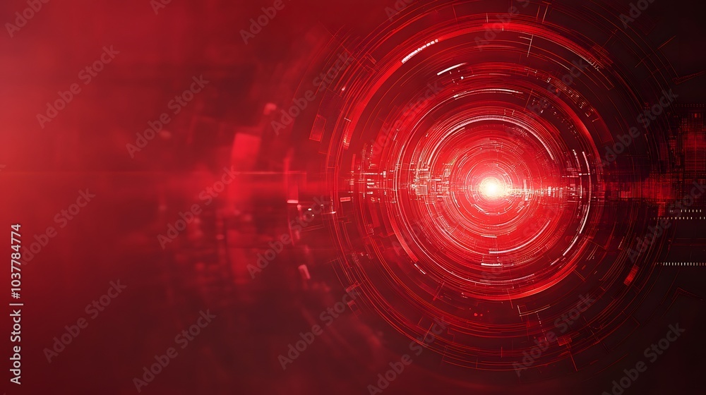 Obraz premium Red technology background and abstract digital tech circle.copy space.