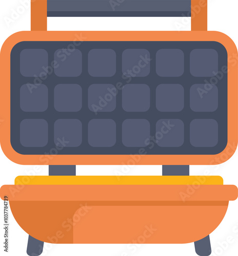 Open electric waffle iron with non stick surface, an essential kitchen appliance for making tasty belgian waffles for breakfast