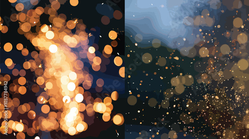 A composite image of fireworks being let off, Bokeh effect, Guy Fawkes Night, Christmas, New year 