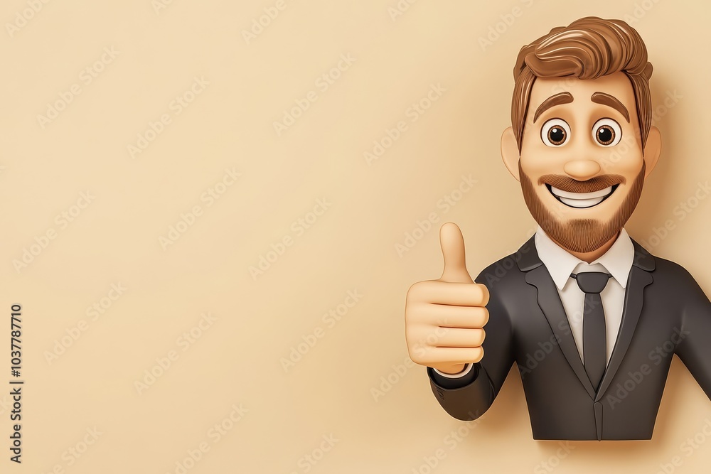 A cartoon man in a suit is giving a thumbs up A cartoon man in a suit is giving a thumbs up