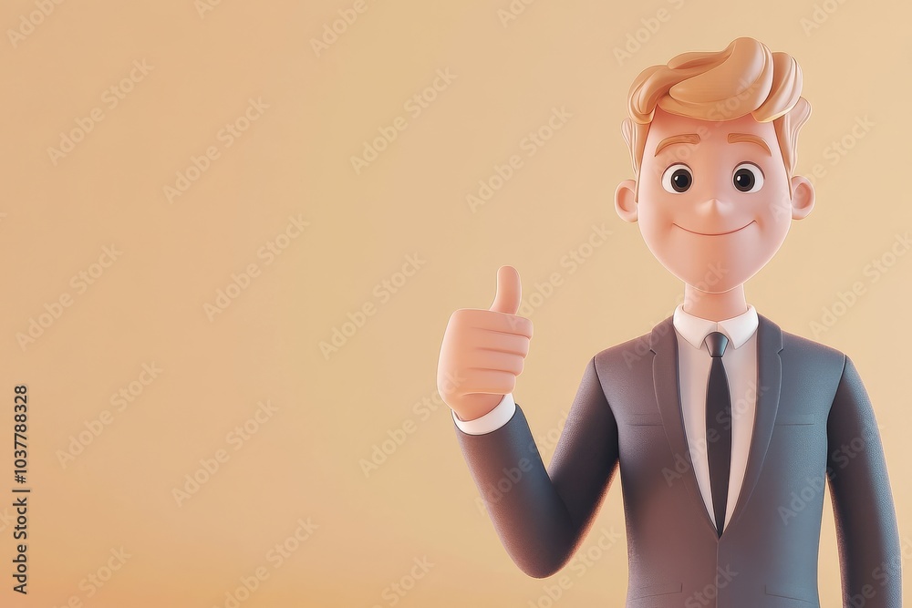 A cartoon man in a suit is giving a thumbs up A cartoon man in a suit is giving a thumbs up