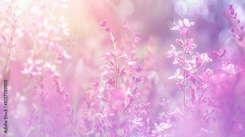 Pink Flowers in a Field