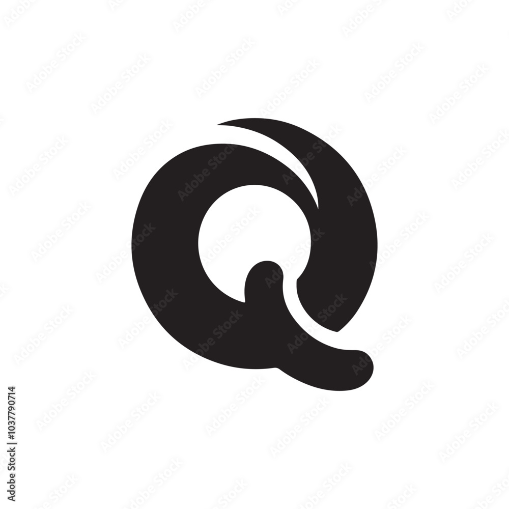 creative letter Q silhouette icon, symbol creative letter Q silhouette icon, symbol