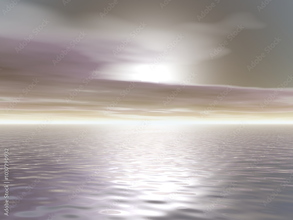 Obraz premium 幻想的な夕日と海