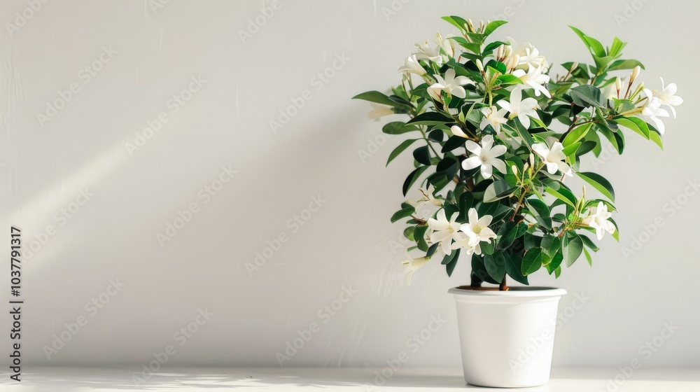 Stephanotis Plant in a Pot against Clean Background Stephanotis Plant in a Pot against Clean Background