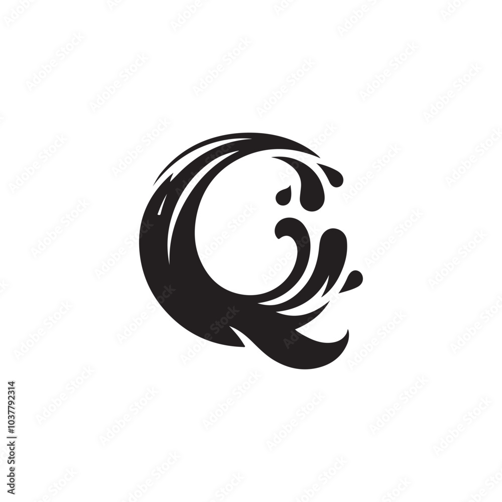 creative letter Q silhouette icon with liquid shape creative letter Q silhouette icon with liquid shape