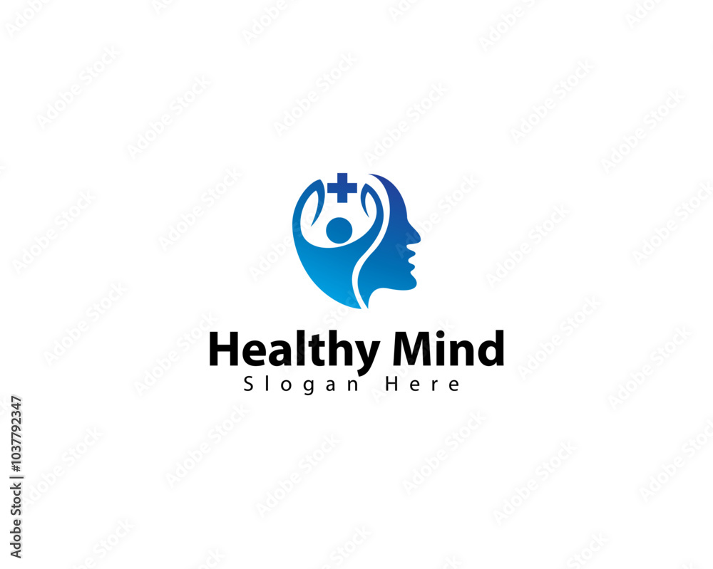 Healthy mind logo with head, people, and leaf concept simple and elegant Healthy mind logo with head, people, and leaf concept simple and elegant