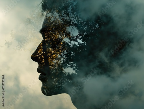 Double Exposure Portrait: Nature and Human Connection