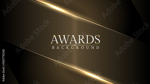 Award luxury elegant gold glowing line with lighting effect sparkle on black awards graphics background. Lines growing elegant shine spark. Premium congratulations card. Event invitation.	
