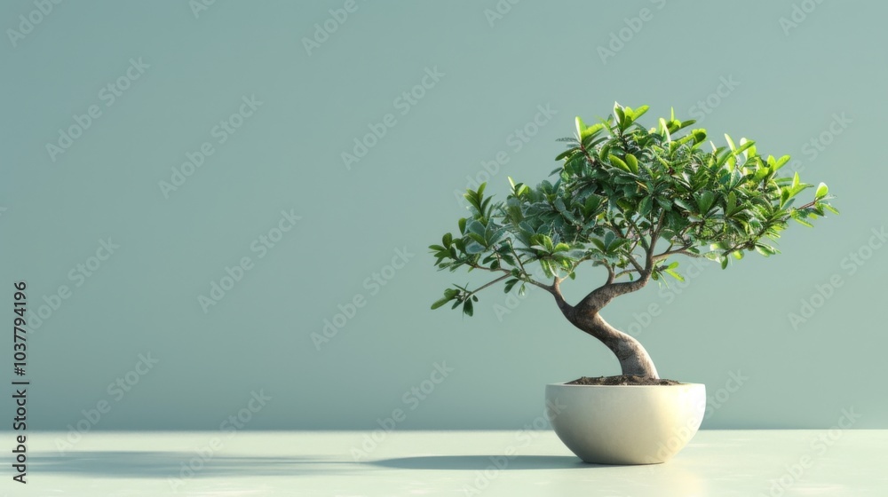 Minimalist 3D Tree in Pot with Green Background Minimalist 3D Tree in Pot with Green Background